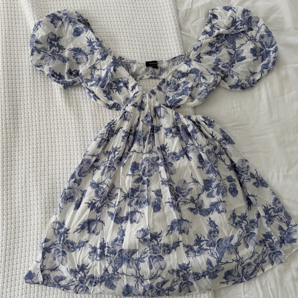 Bardot Floral Puff-Sleeve Mini Dress